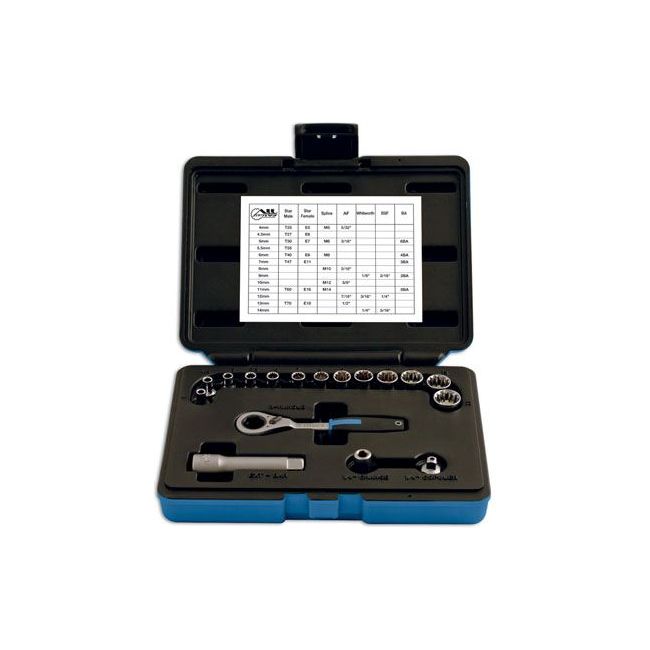 Laser Alldrive Go Thru Socket Set 1/4"D 17pc 5012 Laser - Dynamic Drive