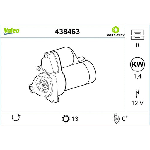 Valeo Starter Motor 12V 1.4kW 13 Teeth 438463