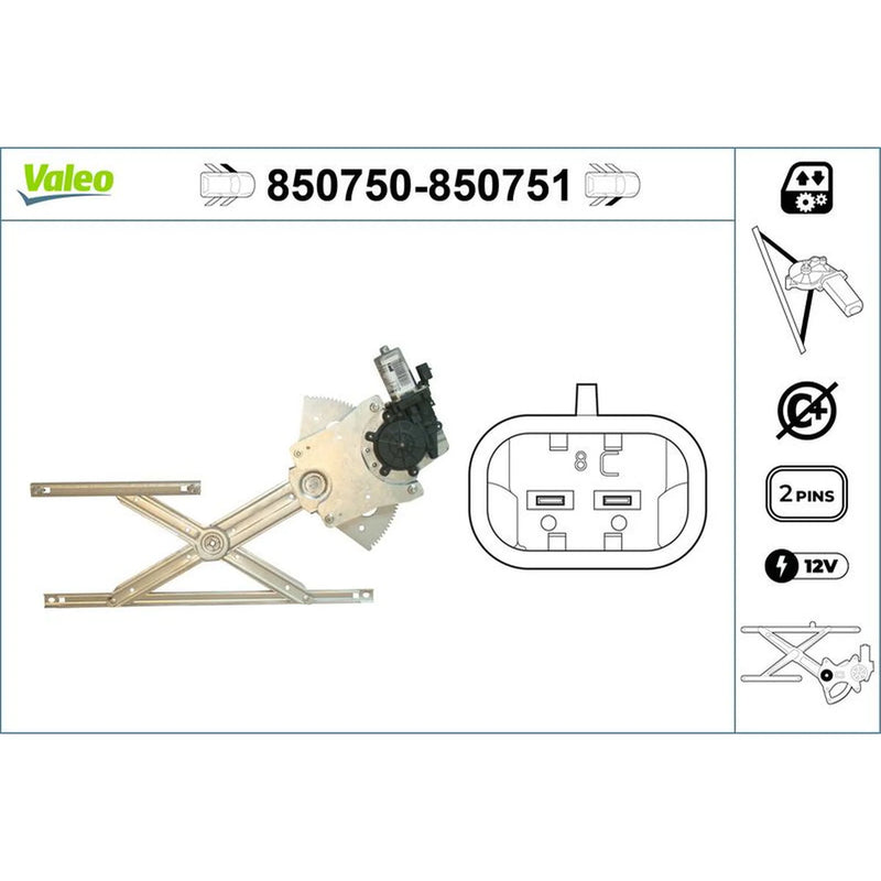 Valeo Electric Window Regulator Lifter Right Front 850751