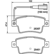 DON Rear Brake Pad Set fits Abarth Grande Punto 2007-2010 1.4