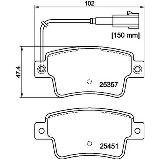 Mintex Rear Brake Pad Set fits Abarth Grande Punto 2007-2010 1.4