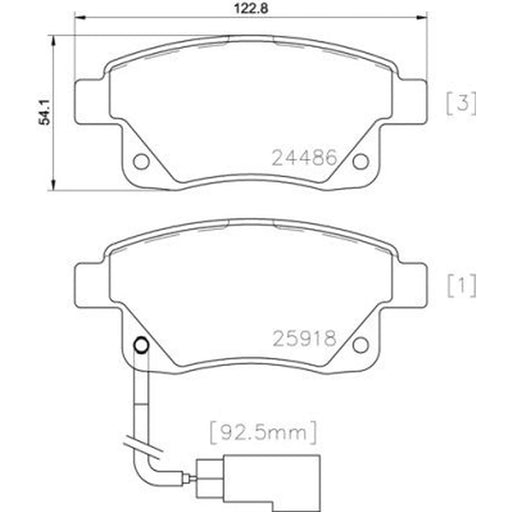 Brembo 4 x Rear Brake Pad Set fits Ford Transit 2006-2014 2.2 2.3 2.4 3.2
