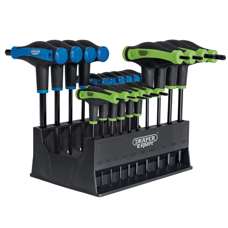 Draper Soft Grip 'T' Handle Hexagon and Tx Star® End Key Set (20 piece) 70388 Draper  - Dynamic Drive