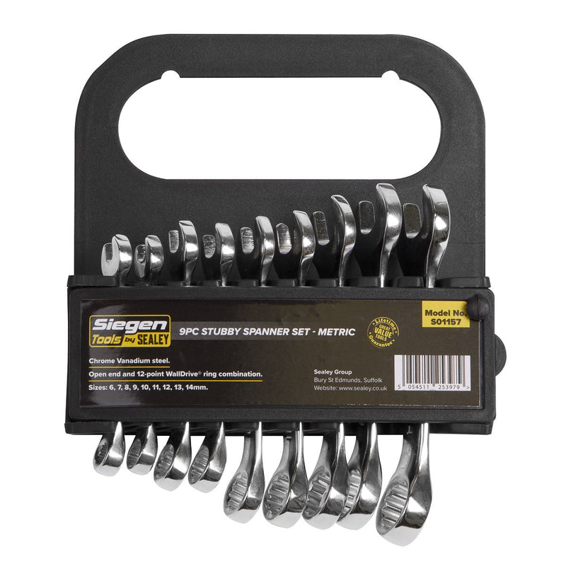 Seigen by Sealey Stubby Spanner Set 9pc Metric S01157 Seigen by Sealey  - Dynamic Drive