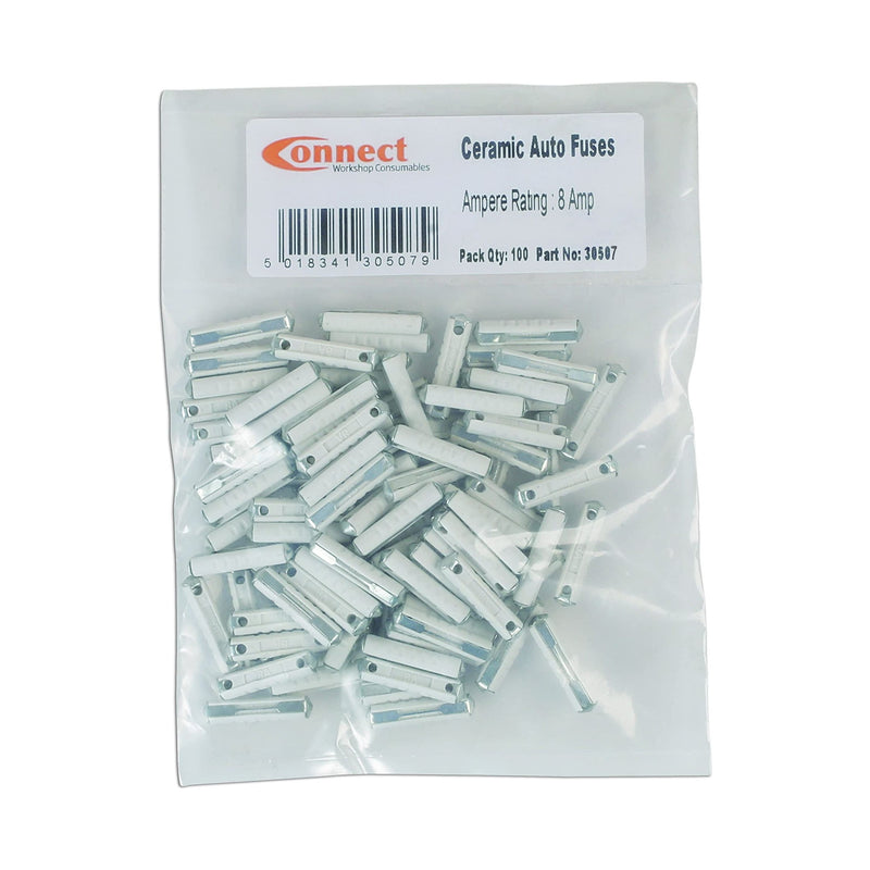 Connect Continental Auto Fuses 8A, White 100pc 30507 Tool Connection - Dynamic Drive