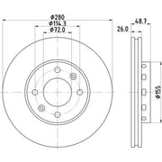 DON 2 x Externally Vented Brake Discs fits Kia Carens I 2002-2007 1.6 2.0
