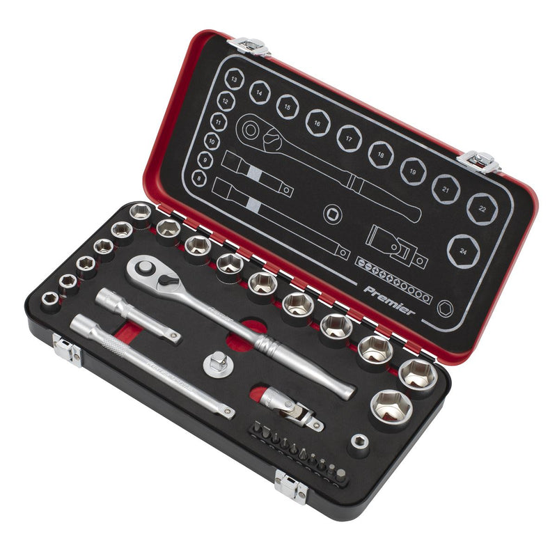 Sealey Premier Platinum Premier Platinum Socket Set 3/8"Sq Drive 31pc AK7921 Sealey Premier Platinum - Dynamic Drive