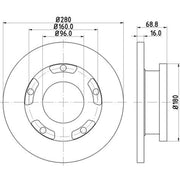 Mintex 2 x Solid Rear Brake Discs MDC1808C-x2