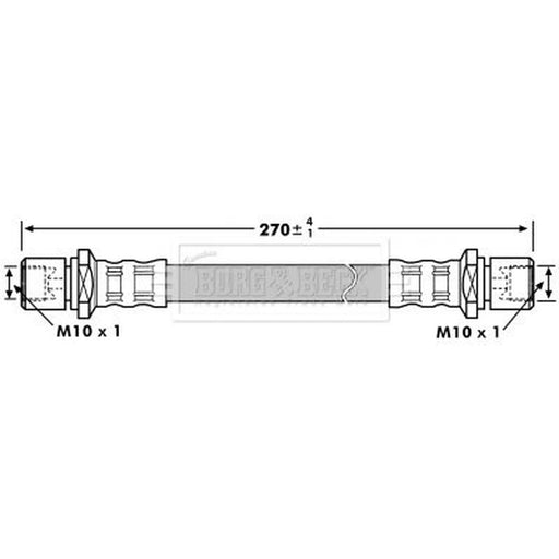 Borg & Beck Brake Hydraulic Hose Line Rear BBH7204