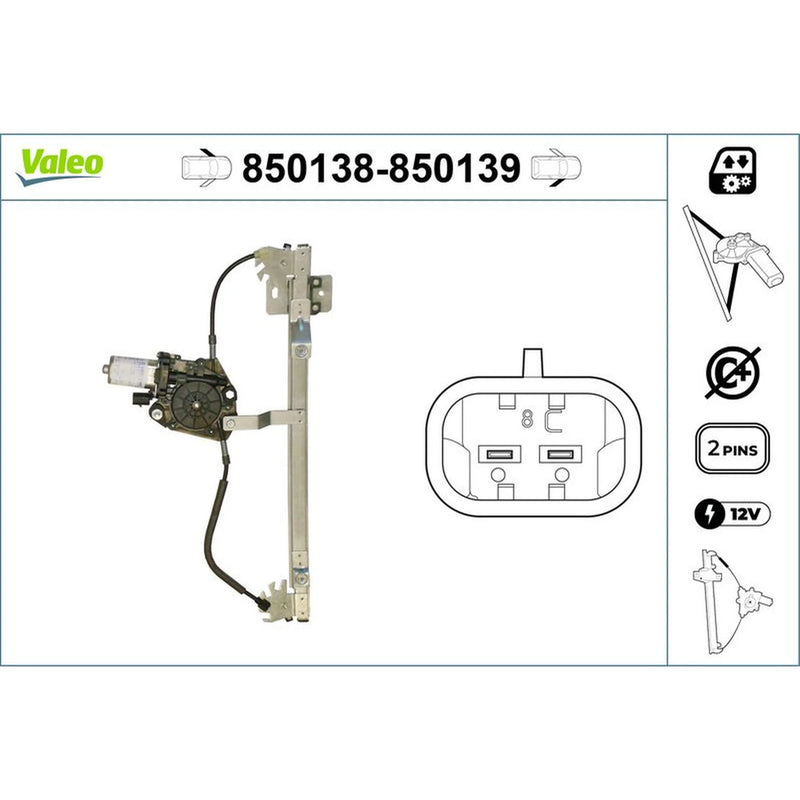 Valeo Electric Window Regulator Lifter Right Front 850139