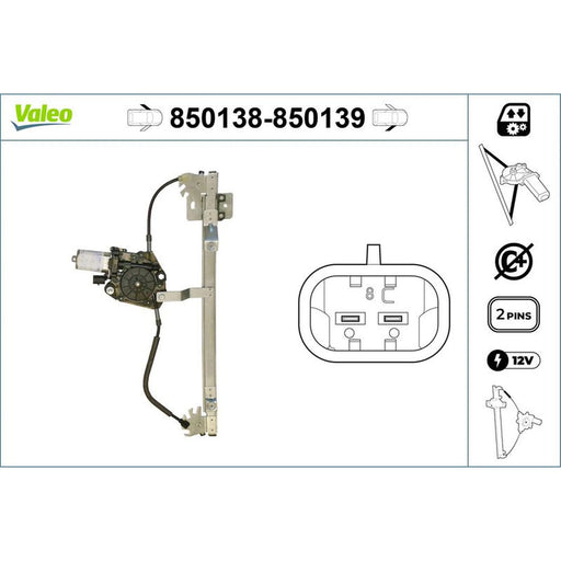 Valeo Electric Window Regulator Lifter Right Front 850139