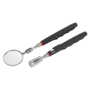 Siegen 2pc LED 3.6kg Telescopic Pick Up Tool 50mm Inspection Mirror Set S0941 Siegen  - Dynamic Drive