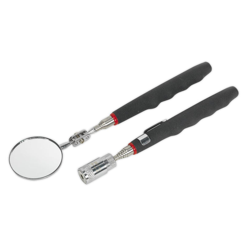 Siegen 2pc LED 3.6kg Telescopic Pick Up Tool 50mm Inspection Mirror Set S0941 Siegen  - Dynamic Drive