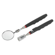 Sealey Telescopic Magnetic LED Pick-Up Tool & Inspection Mirror Set 2pc S0941 Siegen by Sealey - Dynamic Drive
