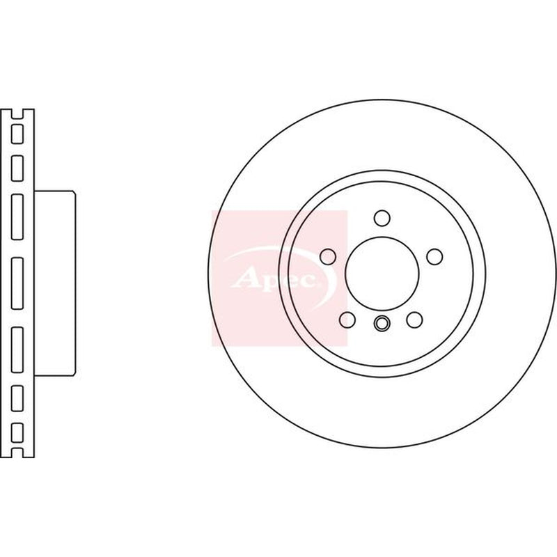 Apec 2 x Vented Brake Discs fits BMW 5 2009-2017