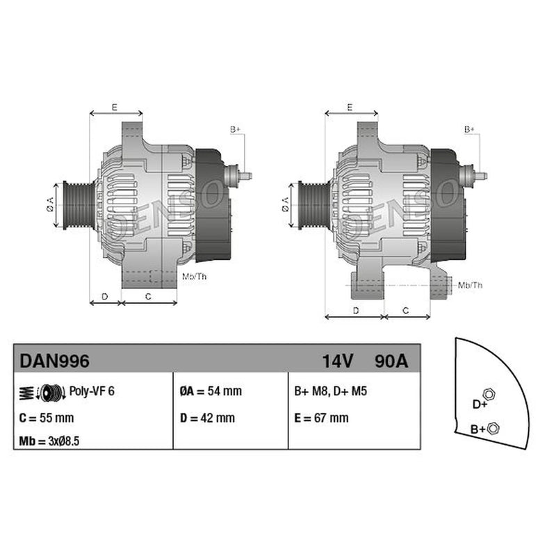 Denso Car Alternator 12V fits Alfa Romeo Mito 2008-2010 1.3