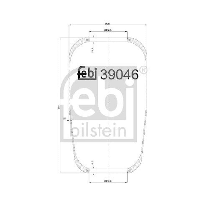 Febi Air Suspension Bellow 225mm Rear Right 39046