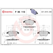 Brembo 4 x Front Brake Pad Set fits Audi A4 Allroad B8 2009-2016 2.0 3.0