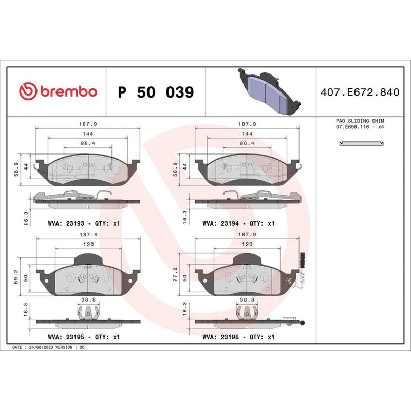 Brembo Front & Rear Pads fits Mercedes-Benz M-Class 1998-2005