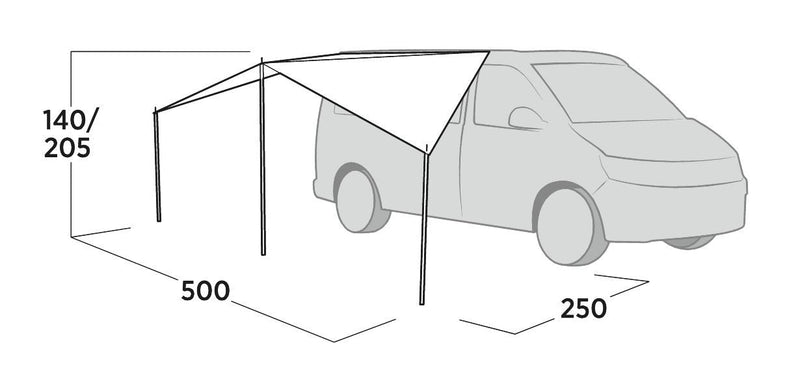 Easy Camp Lom Tri Campervan Canopy Grey Sun Shade Easy Camp - Dynamic Drive