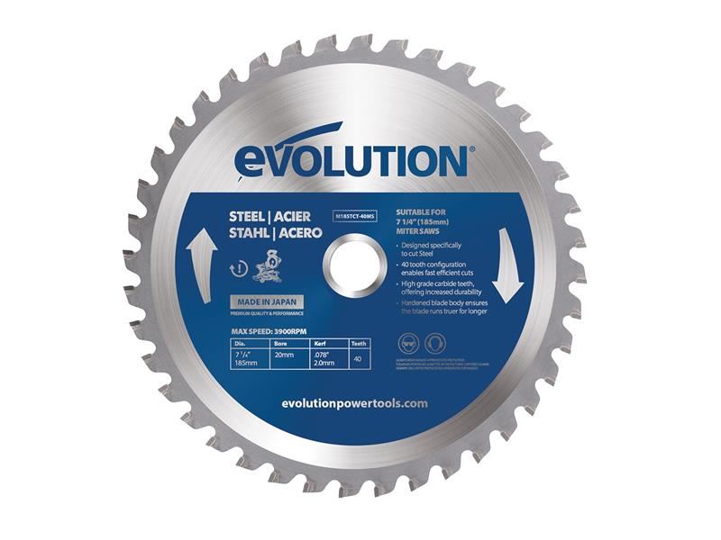Evolution Mild Steel Cutting Mitre Saw Blade 185 x 20mm x 40T Evolution - Dynamic Drive
