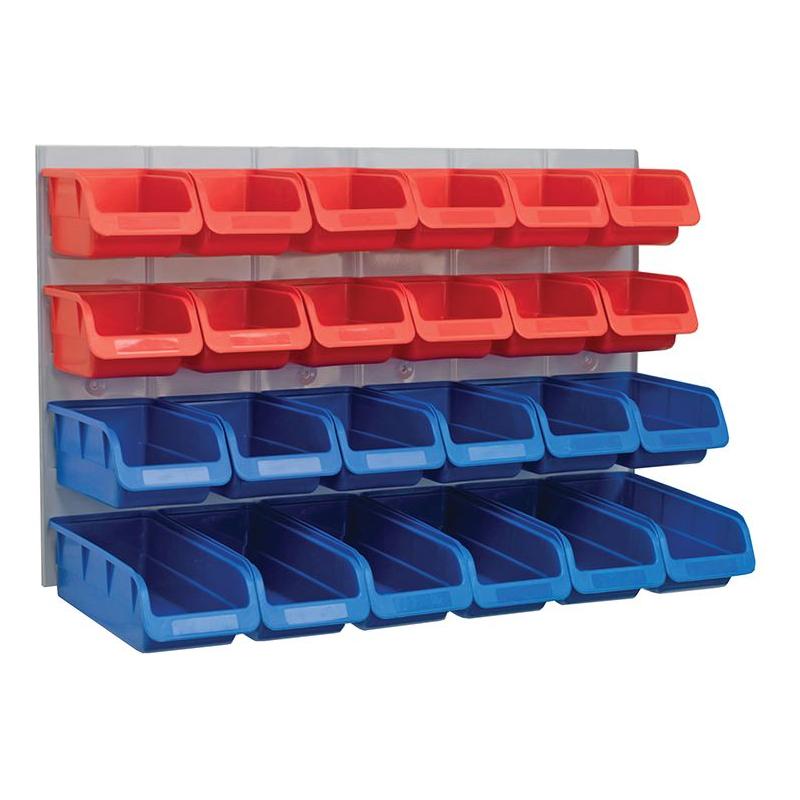 Faithfull 24 Plastic Storage Bins with Metal Wall Panel Faithfull - Town Tools