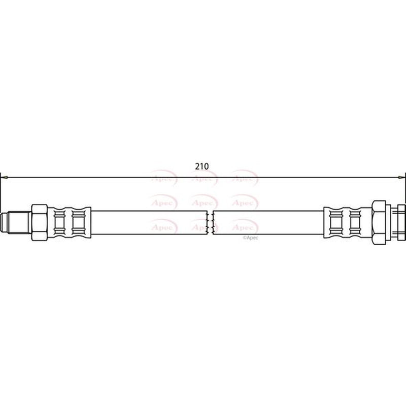 Apec Brake Hydraulic Hose Line Rear fits Fiat 500L 2012-2018 0.9 1.3 1.4 1.6