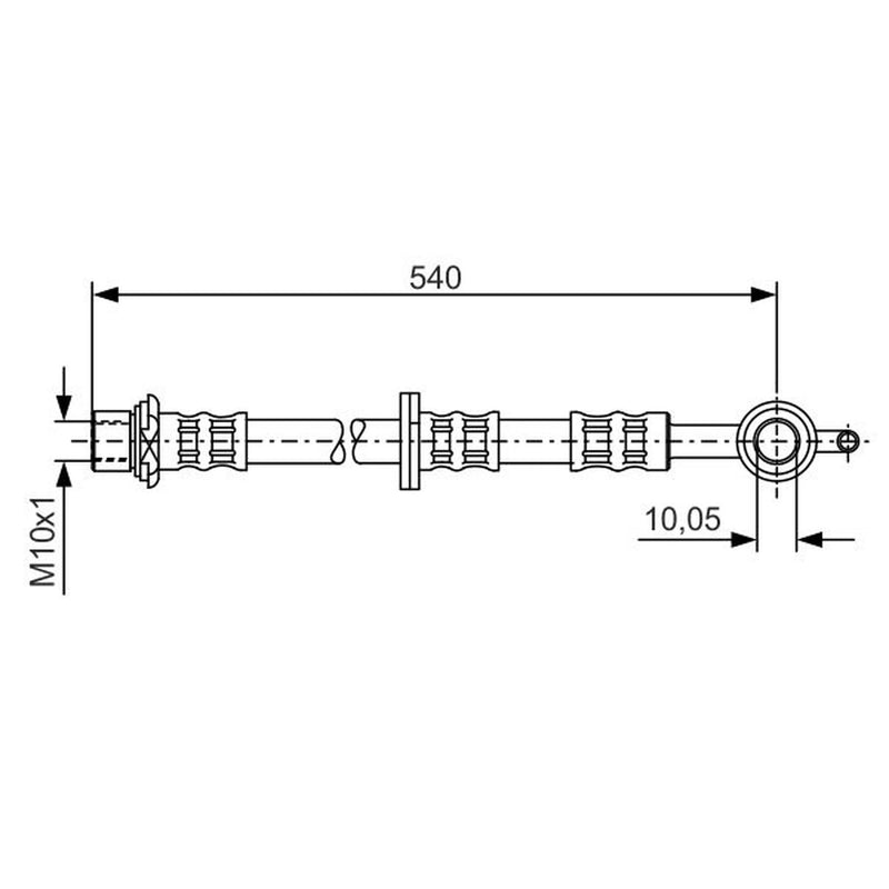 Bosch Brake Hydraulic Hose Line Front Right fits Toyota Yaris/Vitz 1999-2005