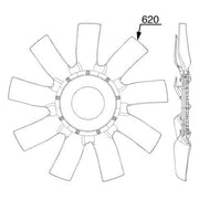 Mahle Radiator Cooling Fan Blade fits New Holland T7 2010 on