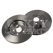 Key Parts 2 x Vented Brake Discs fits Toyota Avensis 2003-2008 2.0 2.4