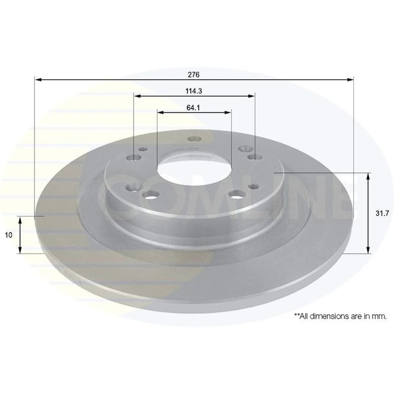 Comline Rear Brake Solid Discs & Pads fits Honda Civic IX 2013-2016 1.6