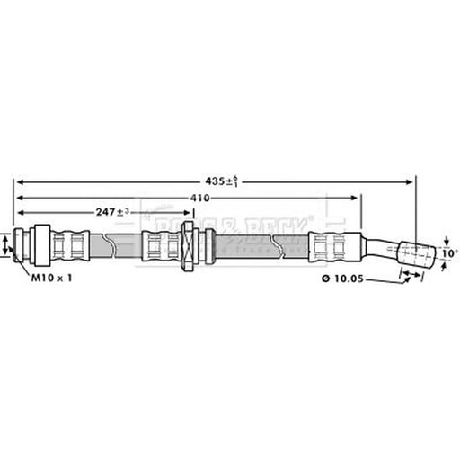 Borg & Beck Brake Hydraulic Hose Line Front Right BBH7206