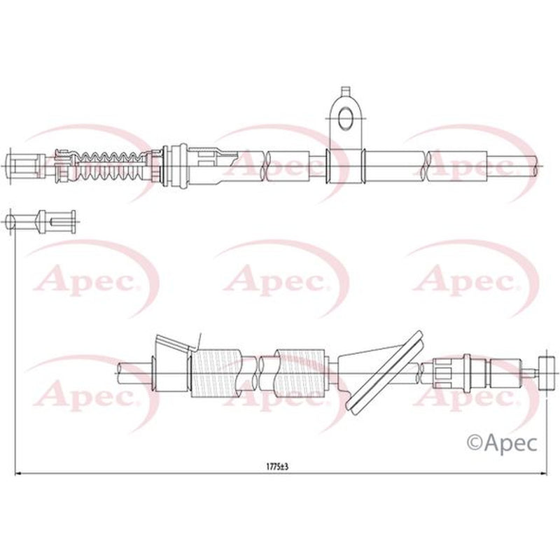 Apec Handbrake Cable Right Rear fits Honda Accord VII 2003-2008 2.0 2.2 2.4
