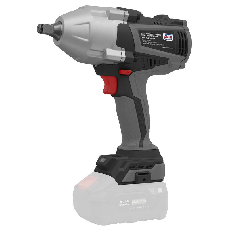 Premier SV20 Series 1/2"Sq Drive Brushless Cordless Impact Wrench 20V Body Only Sealey Premier - Dynamic Drive