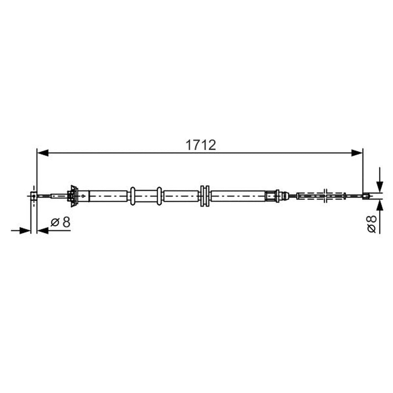 Bosch Handbrake Cable Left Rear fits Fiat Linea 2007 on 1.3 1.4