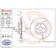 Brembo 2 x Internally Vented Front Brake Discs 09.D307.11-x2