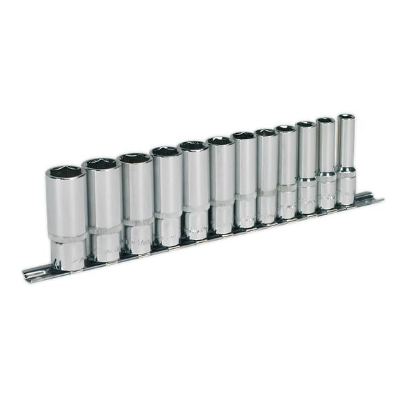 Sealey Socket Set 12pc 3/8"Sq Drive 6pt Deep WallDrive Metric AK2694 Sealey  - Dynamic Drive