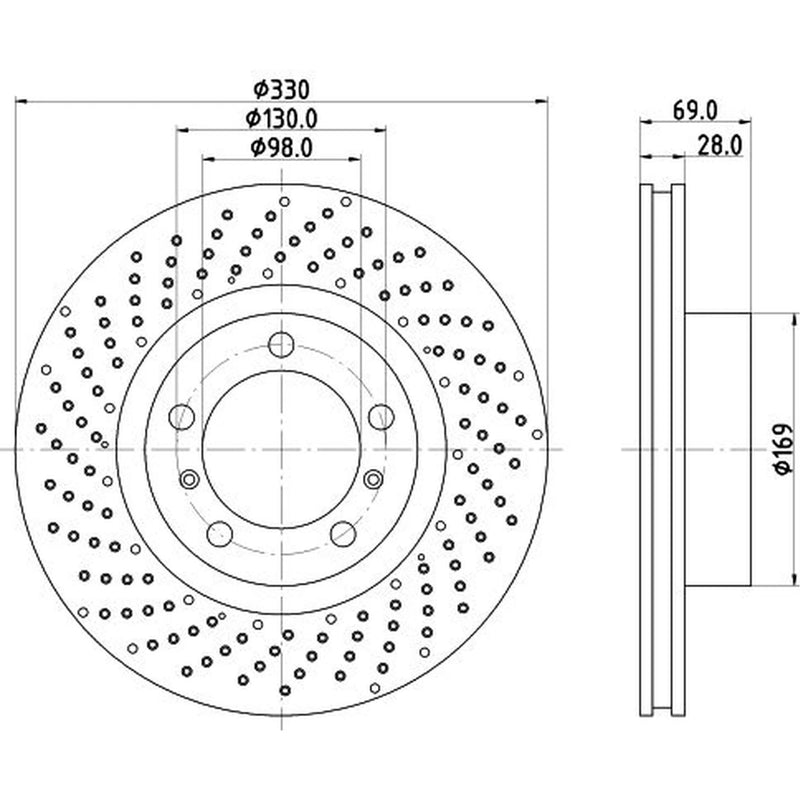 Mintex 2 x Perforated Brake Discs MDC2730L