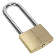 Sealey Brass Body Padlock With Brass Cylinder Long Shackle Siegen by Sealey - Dynamic Drive