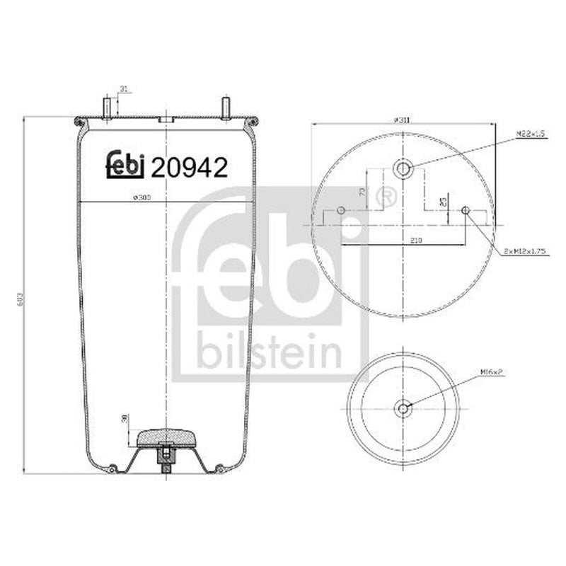Febi Air Suspension Bellow 190mm 20942