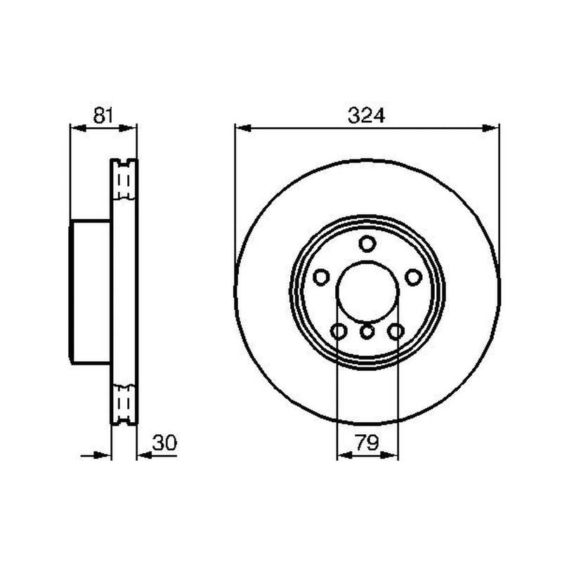 Bosch 2 x Internally Vented Brake Discs fits BMW 7 2001-2008