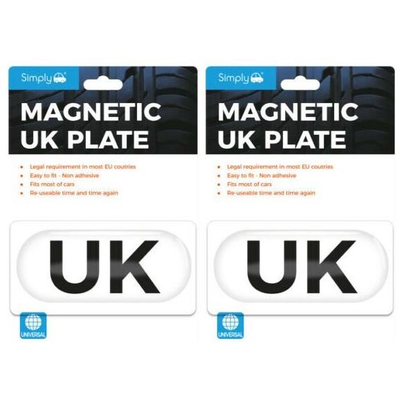 2x UK Magnetic Reuseable Car Plate Badge Sticker For European EU Travel Law Simply  - Dynamic Drive
