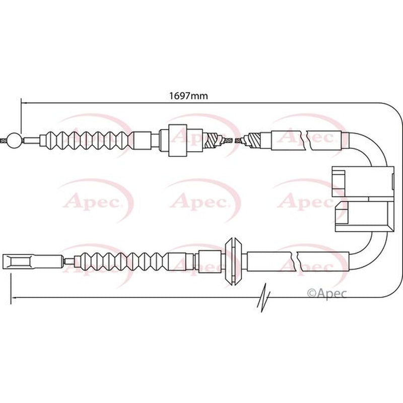 Apec Handbrake Cable Left Rear fits Audi A4 B6 2000-2004 1.6 1.8 1.9 2.0 2.4 2.5
