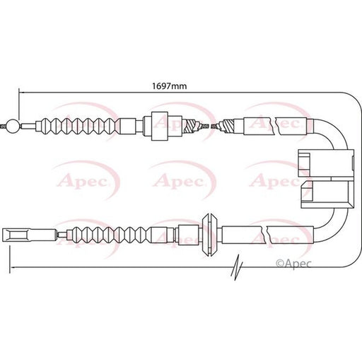 Apec Handbrake Cable Left Rear fits Audi A4 B6 2000-2004 1.6 1.8 1.9 2.0 2.4 2.5