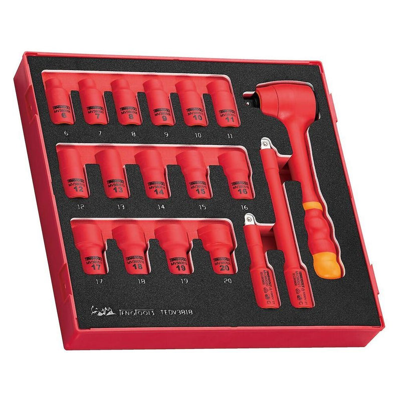 Teng Tools 3/8" Insulated Socket Set FOAM2 18 Pieces Teng Tools - Dynamic Drive