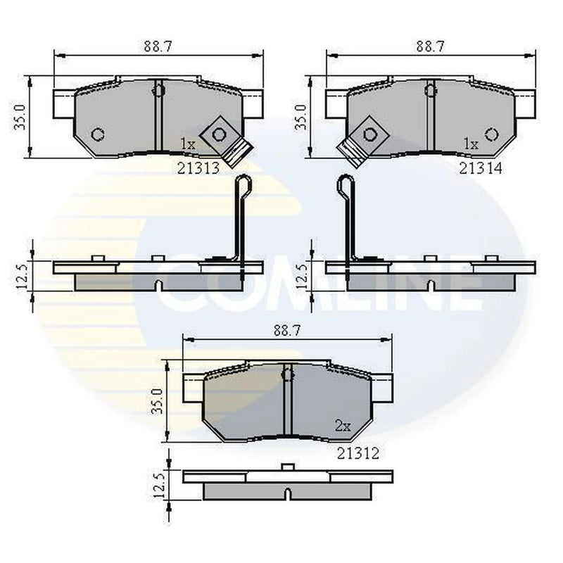 Comline 4 x Rear Brake Pad Set fits Acura Integra 1985-1990 1.5 1.6