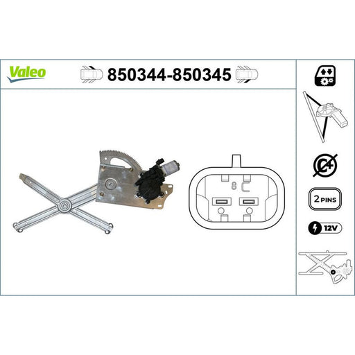 Valeo Electric Window Regulator Lifter Right Front 850345