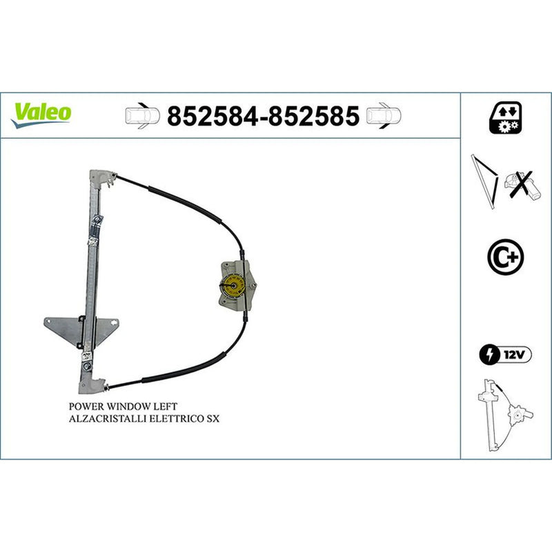 Valeo Electric Window Regulator Lifter Right Front 852585