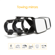 2x Caravan Towing Mirrors Car Van Wing Mirrors Extension Mirror Pair Flat Glass Ring Automotove  - Dynamic Drive