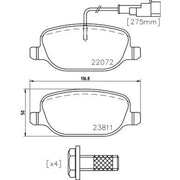 Mintex Rear Brake Pad Set fits Alfa Romeo 4C 2013-2020 1.8